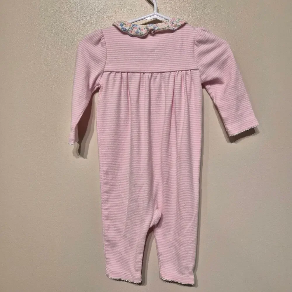 Ralph Lauren 6 Month Striped Cotton Coverall Baby Girl Pink Ruffles